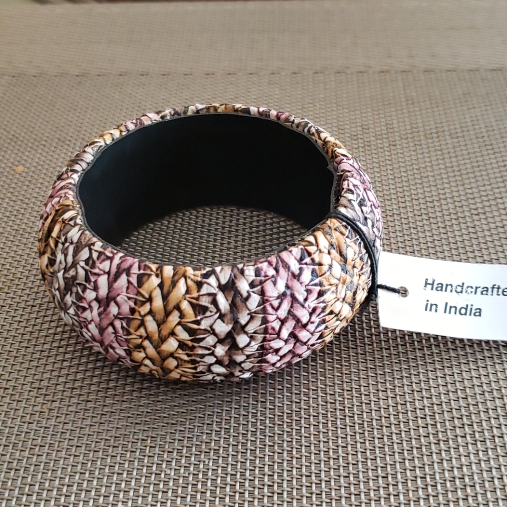 Textured Faux Leather Bangle Bracelet